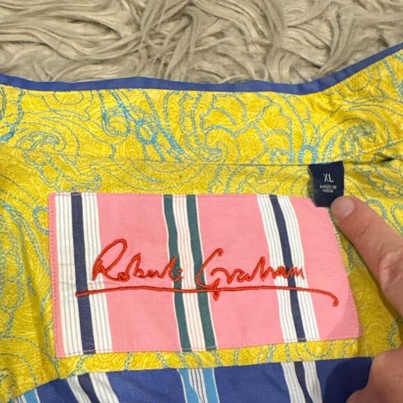 Robert Graham Striped Button Down flip cuff Shirt XL - Picture 3 of 7